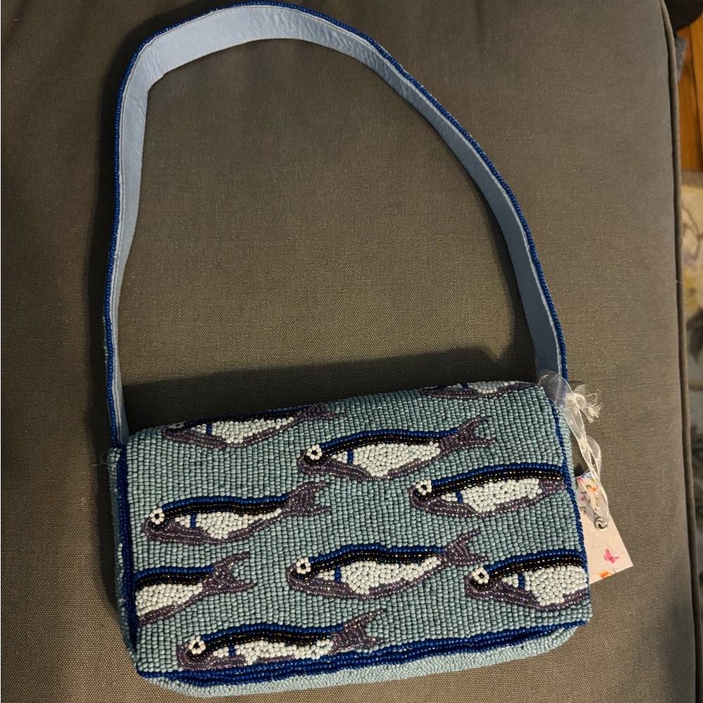 Blue sardine beaded Women's Bag